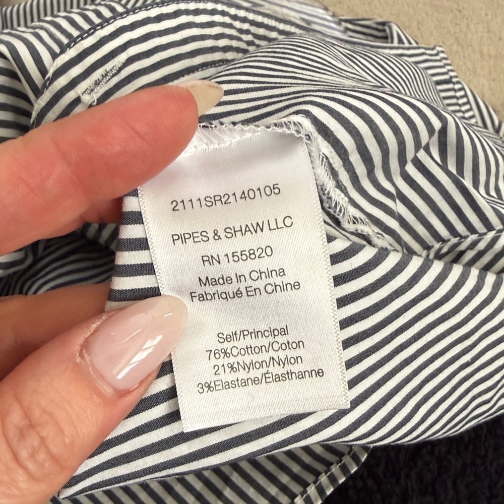 Veronica Beard Rosamund Striped Asymmetrical Wrap Shirt in Charcoal/White Size 8 - Picture 11 of 12